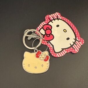 Vintage metal enamel Sanrio Hello Kitty Face Keychain